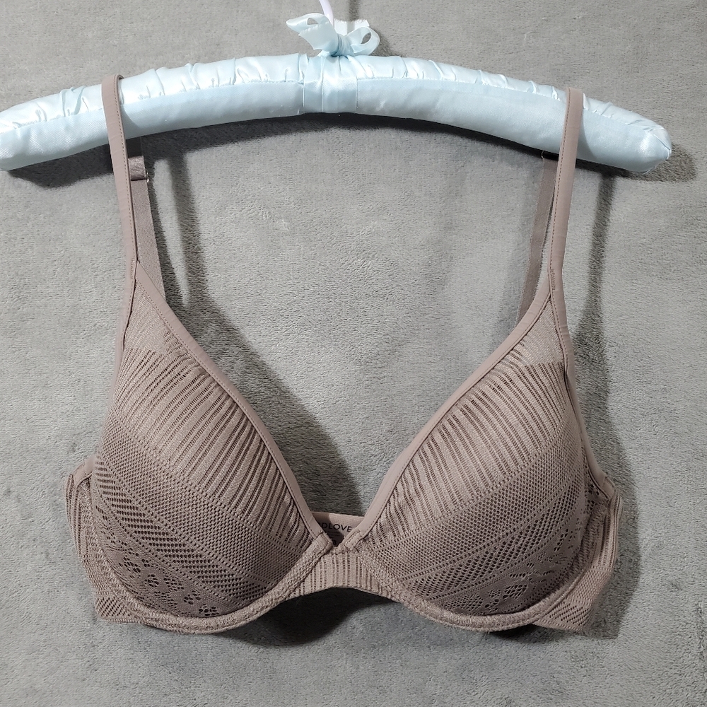 Thirdlove Everyday Lace Plunge Underwire Bra Light Brown 32C1/2